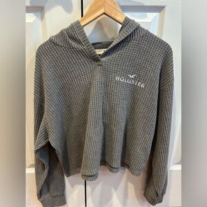 Hollister waffle cropped hoodie - gray/medium